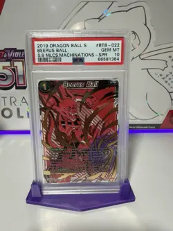 2019 DRAGON BALL SUPER CARD GAME SER 8 MALICIOUS MACHINATIONS BEERUS BALL PSA 10 - Image 1