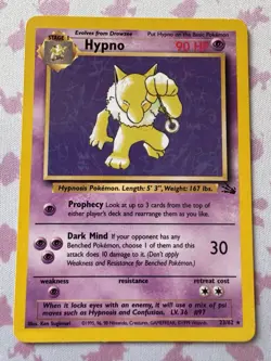 Hypno 23/62 Original Non-Holo Rare Fossil Set Pokemon Card 1999 WOTC TCG - Image 1