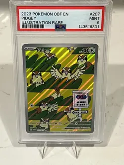 Pokemon TCG Pidgey Illustration Rare Card 207/197 Sv03: Obsidian Flames PSA 9 - Image 1
