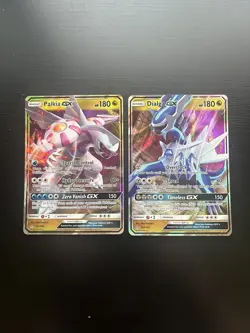 2 POKEMON DIALGA GX 100/156 & PALKIA GX 101/156 ULTRA PRISM-ULTRA RARE HOLO - Image 2