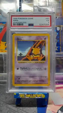 Pokemon tcg Abra Shadowless Base Set PSA 5 43/102 WOTC 1999 Excellent - Image 1