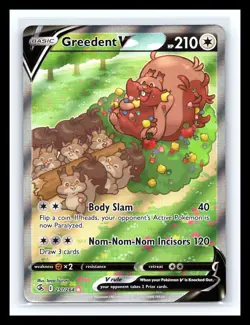 💥 Greedent V Alternate Full Art Holo Pokemon Rare SWSH08 Fusion Strike 257/264 - Image 1