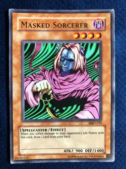 2002 YUGIOH! METAL RAIDERS "MASKED SORCERER" #MRD-019 UNLIMITED RARE - Image 1