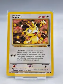 Pokemon TCG Card Meowth 62/82 Team Rocket Set - Common - WOTC - Image 1