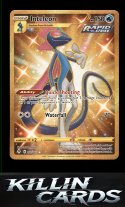 Inteleon (Secret) 227/203 Pokemon Secret Rare SWSH07: Evolving Skies Card NM - Image 1