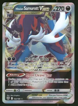 Pokemon Cards Hisuian Samurott VSTAR 102/189 Astral Radiance Holo Rare VSTAR NM - Image 1