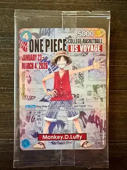 One Piece Monkey D. Luffy US Voyage College Basketball Promo Card SEALED PRESALE - Image 1