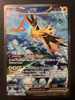 2023 Pokemon Scarlet & Violet 151 Zapdos EX 202/165 SPECIAL ILLUSTRATION RARE! - Image 1