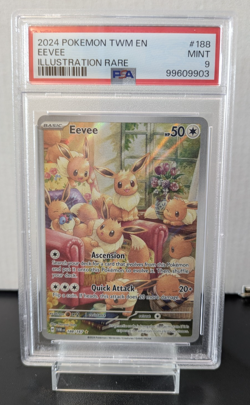 PSA 9 MINT Pokemon TCG SV06: Twilight Masquerade Eevee Illustration Rare 188/167 - Image 1