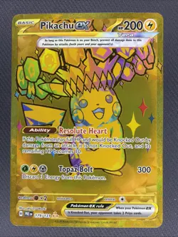 Pikachu ex 179/131 Sv: Prismatic Evolutions NM Pokemon TCG Hyper Rare Gold Pack - Image 1