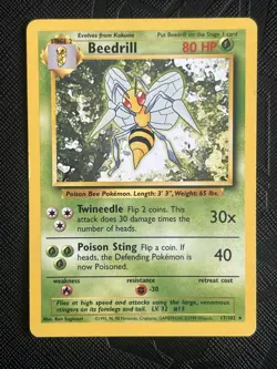 Pokemon TCG Beedrill 017/102 Base Set Regular (English) - LP(-)/MP(+) - Image 3