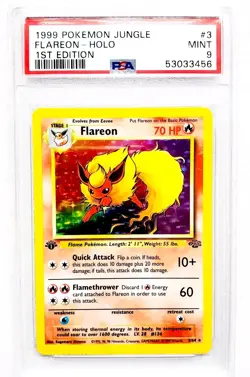 PSA 9 MINT FLAREON HOLO Rare 1st Edition 3/64 Grade Pokemon Jungle Vtg WOTC 1999 - Image 1