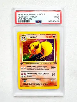 PSA 9 MINT FLAREON HOLO Rare 1st Edition 3/64 Grade Pokemon Jungle Vtg WOTC 1999 - Image 3