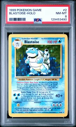1999 POKEMON BASE SET UNLIMITED #2 BLASTOISE-HOLO PSA 8 - Image 1