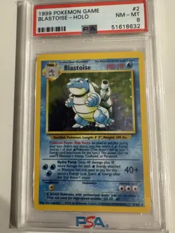 1999 POKEMON BASE SET UNLIMITED #2 BLASTOISE-HOLO PSA 8 - Image 1