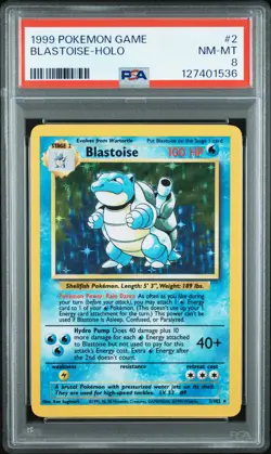 1999 POKEMON BASE SET UNLIMITED #2 BLASTOISE-HOLO PSA 8 - Image 1