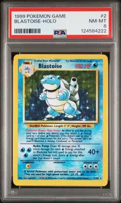 1999 POKEMON BASE SET UNLIMITED #2 BLASTOISE-HOLO PSA 8 - Image 1