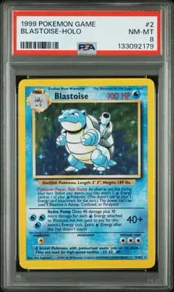 1999 POKEMON BASE SET UNLIMITED #2 BLASTOISE-HOLO PSA 8 - Image 1