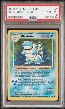 1999 Pokemon Base Set Unlimited Blastoise Holo 2/102 PSA 8 - Image 1