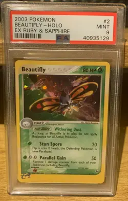 Beautifly EX Ruby & Sapphire Holo 2/109 PSA 9 Mint Pokemon 2003 - Image 1