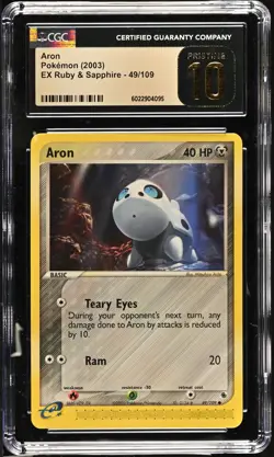 CGC 10 PRISTINE Aron 49/109 EX Ruby & Sapphire 2003 Pokemon POP 5 - Image 1