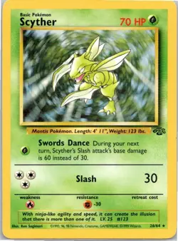 Pokemon Card 26/64 Scyther Non Holo Jungle Set LP - Image 1