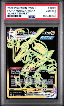 2022 POKEMON SWORD & SHIELD SILVER TEMPEST #TG29 FULL ART/RAYQUAZA VMAX PSA 10 - Image 1