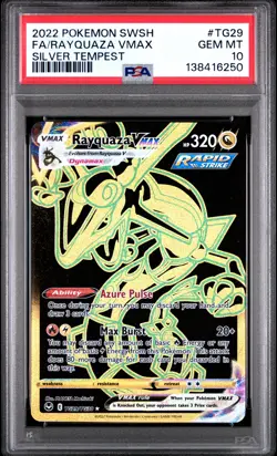 2022 POKEMON SWORD & SHIELD SILVER TEMPEST #TG29 FULL ART/RAYQUAZA VMAX PSA 10 - Image 1