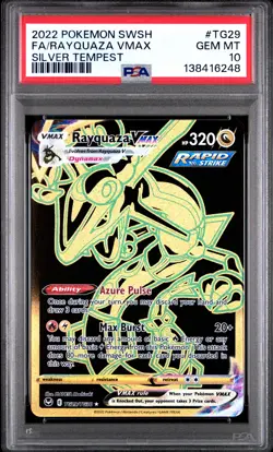 2022 POKEMON SWORD & SHIELD SILVER TEMPEST #TG29 FULL ART/RAYQUAZA VMAX PSA 10 - Image 1
