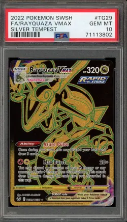 Pokemon Rayquaza VMAX Silver Tempest Trainer Gallery Full Art #TG29 PSA 10 - Image 1