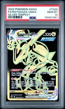 PSA 10 Rayquaza Vmax Full Art TG29/TG30 Silver Tempest Pokemon - Image 1