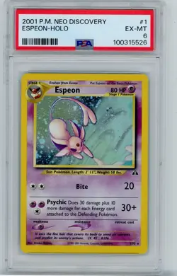 2001 Pokemon Neo Discovery - Espeon 1/75 - Holo - PSA 6 - Image 1