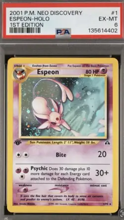 PSA 6 - 2001 Pokemon Neo Discovery 1st Edition ESPEON HOLO #1 - Image 1