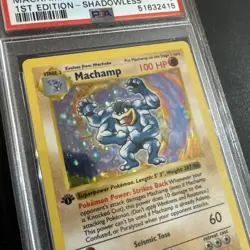 1999 Pokemon TCG Machamp Holo Rare 1st Edition Shadowless Base Set 8/102 PSA 7 - Image 2