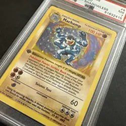 1999 Pokemon TCG Machamp Holo Rare 1st Edition Shadowless Base Set 8/102 PSA 7 - Image 3