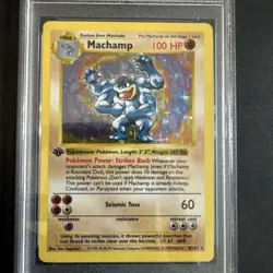 1999 Pokemon TCG Machamp Holo Rare 1st Edition Shadowless Base Set 8/102 PSA 7 - Image 4