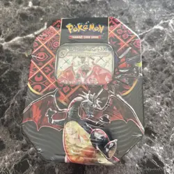 NEW & SEALED! Pokemon tcg SHINY CHARIZARD EX Paldean Fates Tin 4 BOOSTER Packs - Image 1