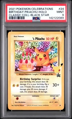 PSA 9 BIRTHDAY PIKACHU 24 CELEBRATIONS CLASSIC COLLECTION POKEMON 🎂 - Image 1