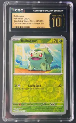 Bulbasaur 001/165 SV151 Cosmos Holo Pokemon Card CGC Pristine 10 Costco Exclusiv - Image 1