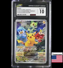 CGC 10 Pikachu Promo 001/SV-P Scarlet & Violet Promos Japanese Pokemon Card psa - Image 1