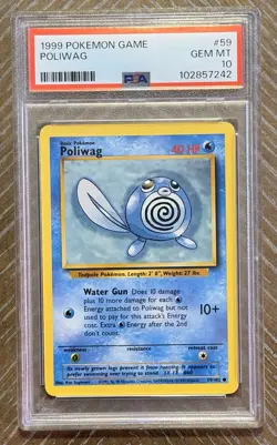 Vintage Pokemon Card - Base Set Poliwag #59/102 PSA Graded 10 - Image 1