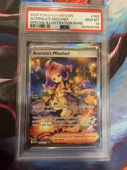 2025 POKEMON MEG EN-MEGA EVOLUTION #183 ACEROLA'S MISCHIEF PSA 10 - Image 1