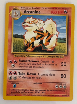 Pokemon Arcanine 23/102 Base Set Unlimited Uncommon MP $1 flat rate shipping - Image 1