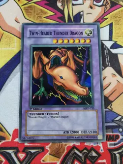 Twin-Headed Thunder Dragon mrd-120 *MISPRINT - FADED* 1st Ed (LP) Super Yu-Gi-Oh - Image 2