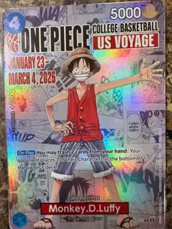 One Piece Monkey D. Luffy US Voyage College Basketball Promo Card Gonzaga SEALED - Image 1