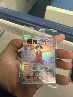 Bandai One Piece CCG Monkey D. Luffy US Voyage Promo Holo Card P-005 - Image 3