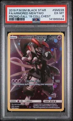 Pokemon 2019 Fall Chest Black Star Promo Armored Mewtwo Full Art #SM228 PSA 6 EX - Image 1