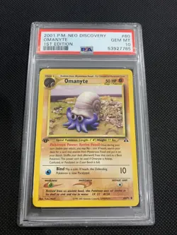 2001 Pokemon Neo Discovery 1st Edition Omanyte #60 PSA 10 Gem Mint - Image 1