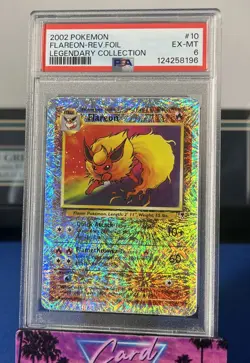 2002 POKEMON LEGENDARY COLLECTION #10/110 FLAREON REVERSE HOLO PSA 6 - Image 1