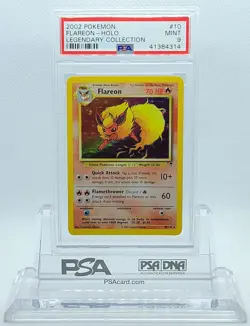 2002 POKEMON LEGENDARY COLLECTION FLAREON #10 HOLO FOIL PSA 9 MINT #41384314 - Image 1